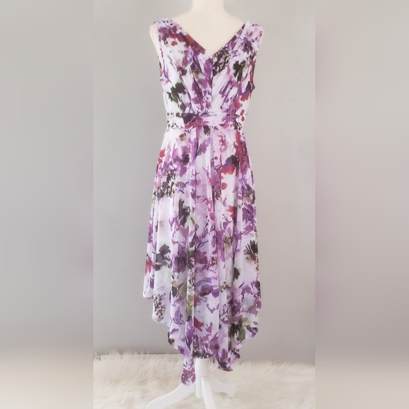 Simply Vera Vera Wang Floral Pleated Sleeveless A-Line Dress - Picture 2 of 13